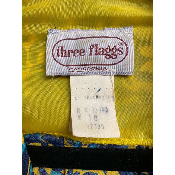 Vintage three flaggs California floral yellow & blue top (b42) - Picture 4 of 11